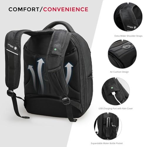 Image of Swissdigital Design TSA Business Laptop Backpack For Men,Travel Backpack With USB Charging Port,College Tech Backpacks With RFID Pockets Presents For Men Fits 15.6 Inch Computer | J16BT-1