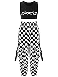 Jowowha Kinder Hip Hop Kleidung Mädchen Langarmshirt Crop Tops + Sport BH Bustier + Cargohose Streetwear Jazz Tanzkleidung Gr.98-176 K Schwarz 146-152