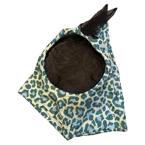 Protección contra Moscas de Cara Completa, Estampado de Leopardo para, Cara antimoscas, Material Transpirable para Cubrir la Cara de Caballos, competiciones y