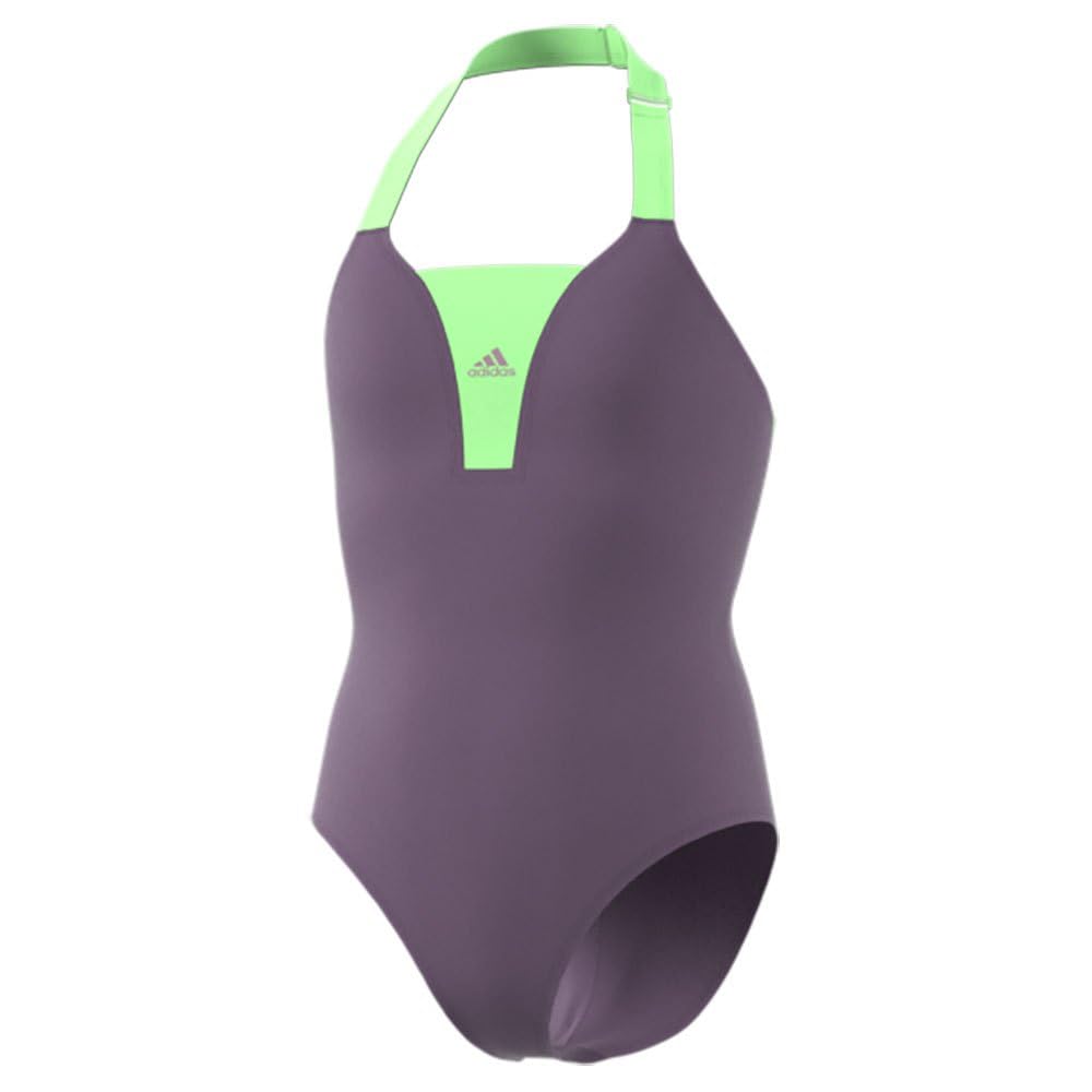 adidas Dziewczynki Sportswear Colorblock Swimsuit Kids, shadow violet/green spark, 7-8 Years
