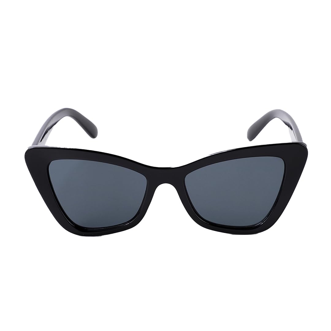 Rectangular UV Protection Sunglasses For Women - KENDALL JENNER Sunglasses | Goggles for Women (Black) 61-16-145-image-0