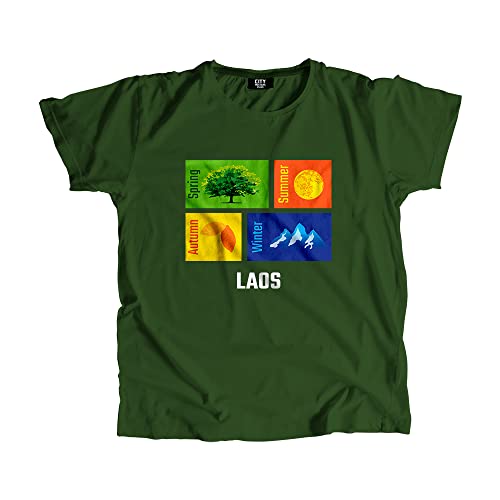 Laos Seasons Unisex T-Shirt vert olive idéal pour vos randonnées et voyages