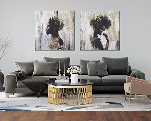 Pi Art Large Gold And Black Canvas Wall Art, Women Girls Painting For Wall Decor, Premium Modern Canvas Artwork For Home Office Decor(63 X 31.5 Inch, Framed) #TOP1