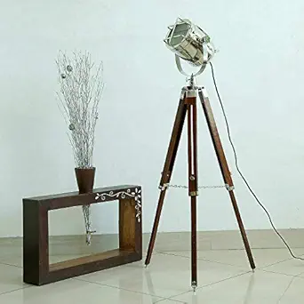 USEW Handmade Home Decor LED Tripod Lamp Chrome Spot Search Light
