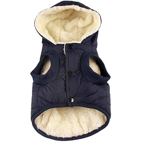 Vecomfy Fleece Lining Extra Warm Dog Hoodie in Winter,Small Dog Jacket Puppy Coats with Hooded,Blue XS Cover