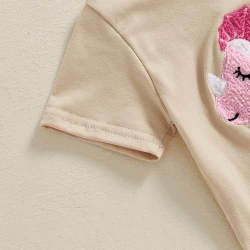 Toddler Baby Girl Summer Clothes Embroidered Letter Graphic Short Sleeve T-Shirt Shirts + Elastic Shorts Set3