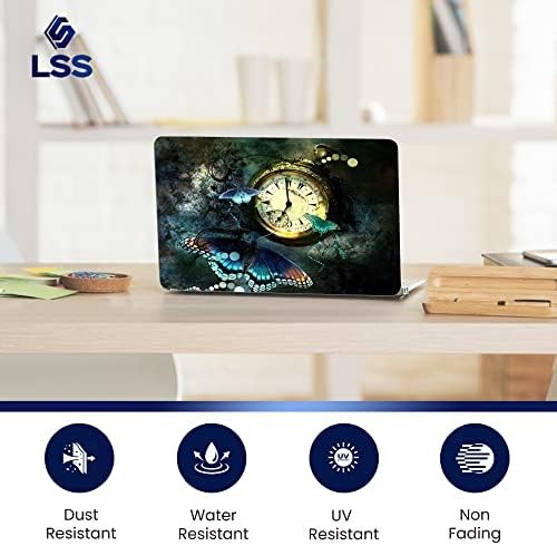 LSS 15 15.6 inch Laptop Notebook Skin Sticker Cover Art Decal Fits 13.3" 14" 15.6" 16" HP Dell Lenovo Apple Asus Acer Compaq (Free 2 Wrist Pad Included) Clock Butterfly — view 6