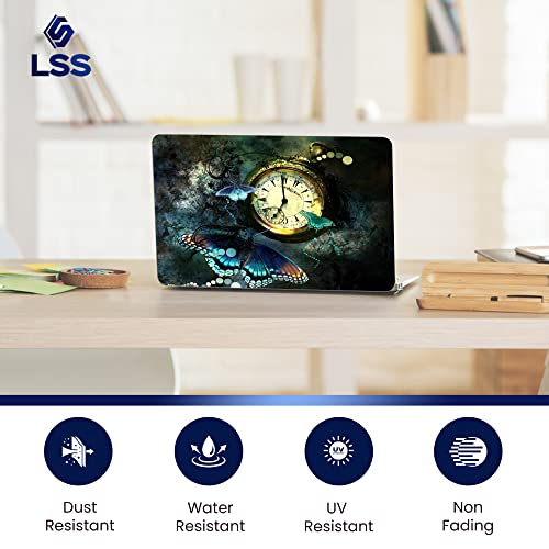 Image of LSS 15 15.6 inch Laptop Notebook Skin Sticker Cover Art Decal Fits 13.3 inch 14 inch 15.6 inch 16 inch HP Dell Lenovo Apple Asus Acer Compaq (Free 2 Wrist Pad Included) Clock Butterfly