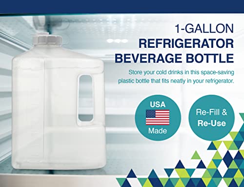 Arrow 1 Gallon Plastic Jug for Cold Drinks - Refrigerator Bottle with Cap, Easy-Pour Spout and Graduated Markings - Made in USA, BPA Free Plastic - Ideal for Water, Iced Tea, Juice, Milk - Thumbnail 2