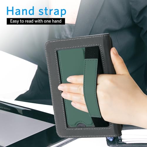 Image of CoBak Case for 6 inch E-Reader - PU Leather Smart Cover with Auto Sleep /Wake & Hand Strap, not Compatible with Kobo Clara,Dark Green