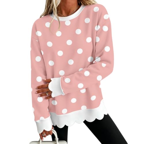 Oversized Sweatshirt for Women Cotton Scalloped Hem Comfy Pullover Tops - image 1