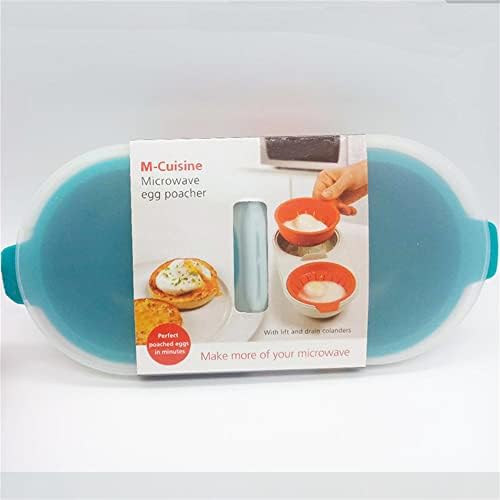 Microwave Egg Poacher Food Grade Double Cup Egg Bowl Cooker Portable Non-Stick Fast Steamer BPA Free Cooking Mold Suitable for Kitchen Gadget (Blue)