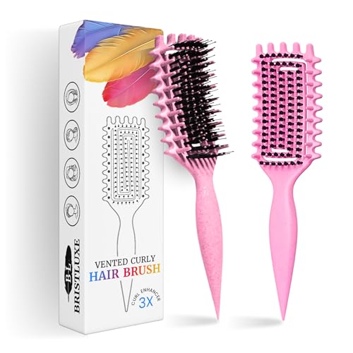 Brosse de définition de boucles en poils de sanglier pour cheveux bouclés