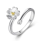 Wiftly Anillo abierto para mujer, anillo abierto de plata S925, regalo de Navidad para mujeres y niñas., Plata