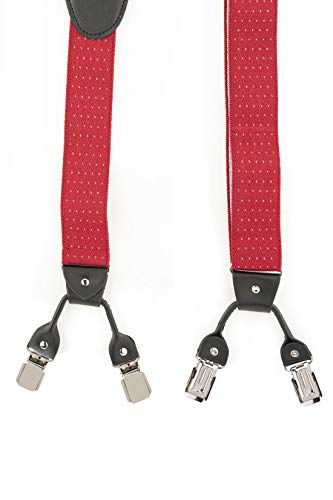 Image of The Tie Hub Suspenders for Men | Slim Clip-On Y-Back Elastic Braces | Adjustable 1.25 Inch | Formal Wedding Office