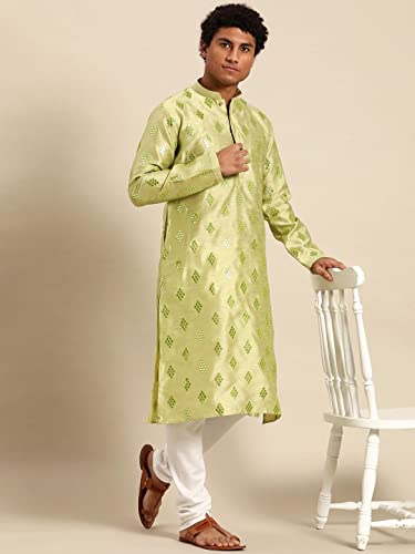 Image of Rajubhai Hargovindas Men's Jacquard Work Kurta Set