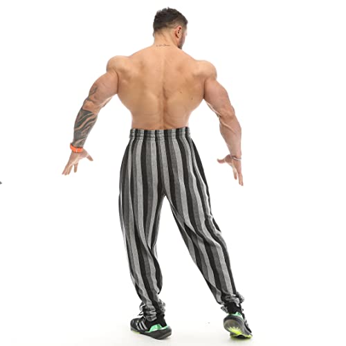 Men's Baggy Sweatpants with Pockets, Loose Fit Striped Oldschool Trackpants4