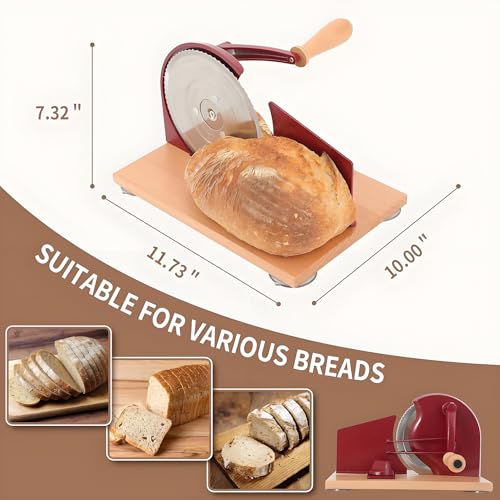 Affettatrice manuale per pane a manovella, in acciaio inox, per fette uniformi, spessore regolabile da 0 a 2,3 cm, per cucina e casa
