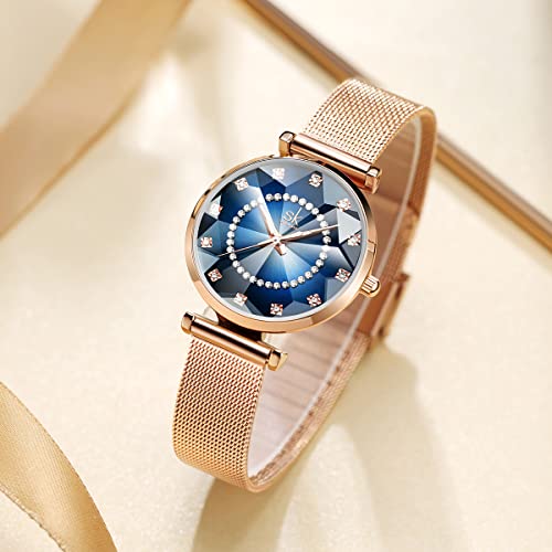 SHENGKE Creative Starry Sky Women Watch with Stainless Steel Mesh Band Genuine Leather Elegant Floral Women Watches - Image 3