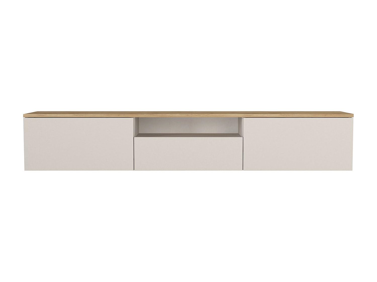 Vente-unique - Mueble colgante para TV Lotula -L 180 cm x 29,5 cm x 31,3 cm, madera de color beige, natural claro