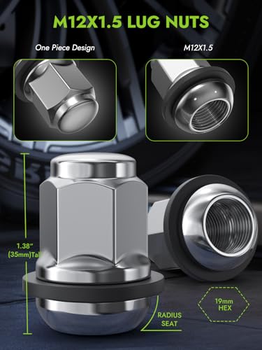 Image of AUTOPTIM M12X1.5 OEM Lug Nuts - Replacement for Honda Accord Civic HR-V Element Acura ILX TSX Factory Style Wheel, Radius Mag Seat with Detachable Plastic Washer Tire Lug Nuts