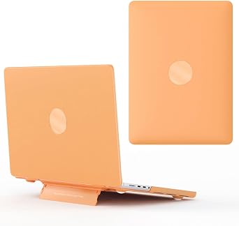 IVY Hard Shell Frosting Case for MacBook Pro 13 with M1/M2/Touch ID A2338/A2289/A2251/A2159/A1706/A1708/A1989 with Folding Bracket - Orange
