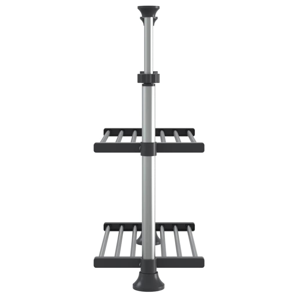 Estantería de cocina de aluminio plateada, 50 x 25 x 50 – 70 cm, altura regulable, con 2 estantes, para cocina y salón como organizador y recipiente de almacenamiento para alimentos y juguetes