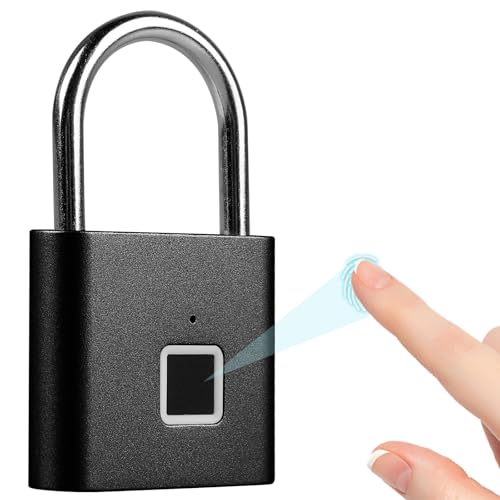Candado de huellas dactilares, resistente a la intemperie, carga USB, candado con huella dactilar, para gimnasio, equipaje, almacenes, taquilla, color negro