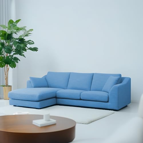 Image of BRAXTON Tokio LHS 4 Seater L Shape Sofa Set for Living Room (Turquise Fabric) Premium Fabric Sofa