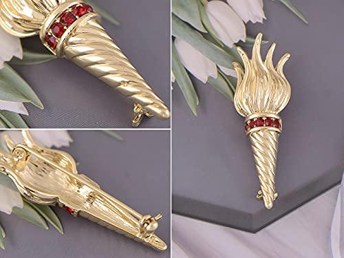Image of Alilang Women Enamel Torch Sparkly Clear Crystal Rhinestones Brooches Vintage Pins