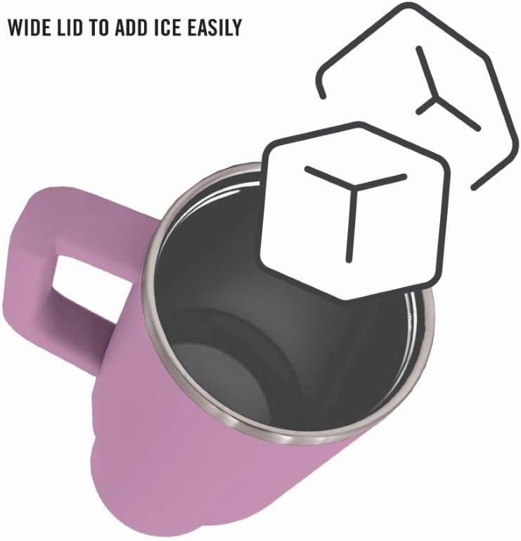 Nautica 40 oz Large Insulated Tumbler with Handle & Straw with screw on cap, Reusable Water Bottle Stainless Steel Travel Mug for Hot Cold or Iced Drink, BPA-Free, Fits Car Cup Holders (Violet) - Image 6