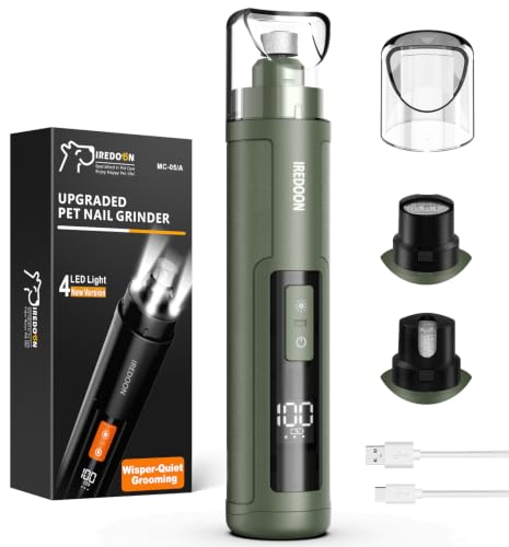 IREDOON Lima Uñas Perro, 3 Velocidades con 4 Luces LED Apto para Mascotas