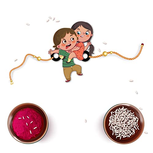 Image of Bhai Please Annoying Brother Rakhi for Brother /Bhai /Bhaiya| Set of 1 pc with Roli /Kumkum | Kids, Boys Designer, Fancy, Fun, Cartoon Wooden Rakhi Set| with Raksha Bandhan Greetings