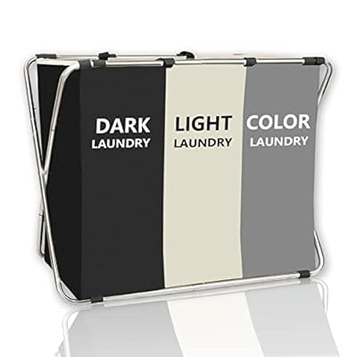 180L Laundry Basket Sorter, Large 3 Section Collapsible Laundry Hamper for Laundry Room Organization, 28" x 21"x 15" Dirty clothes Hamper Bag for Bedroom Blanket Storage Organizer (3 Section Black)