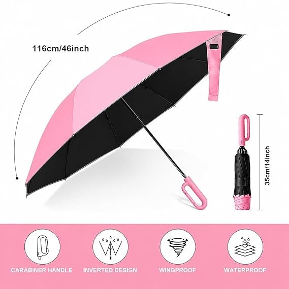 Image of Umbrella, Mini Folding Windproof & Compact UV Umbrella for Sun Protection Rain Windproof Strong Large 3 Fold for Women Handbags,3 Fold for Men Women, Stylish & Compact