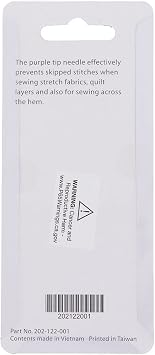 Janome Purple Tip Sewing Machine Needles, Size 90/14, Great for Heavy Fabrics and Sewing Across the Hem - 5 Needles per Pack