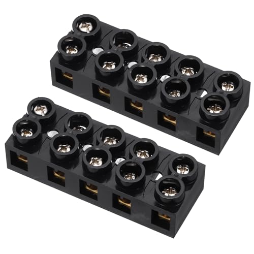 QUARKZMAN 2pcs Bornes A Vis Double Rangée, 5 Positions 500V 60A, Barrette De Connexion, Barrière De Câble Pour Électroménagers, Circuits Électroniques, Noir
