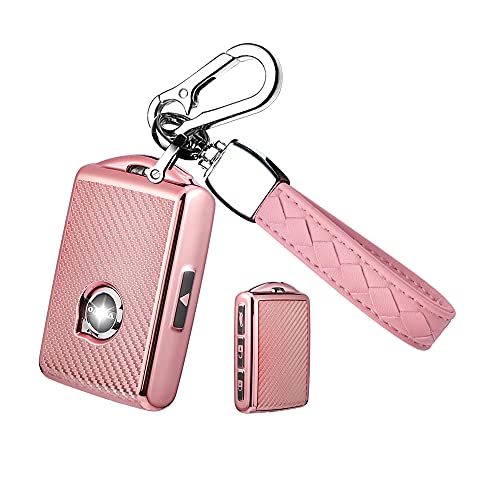 Coque clé Volvo rose en TPU carbone avec porte-clés pour XC90 XC60 XC40 S60