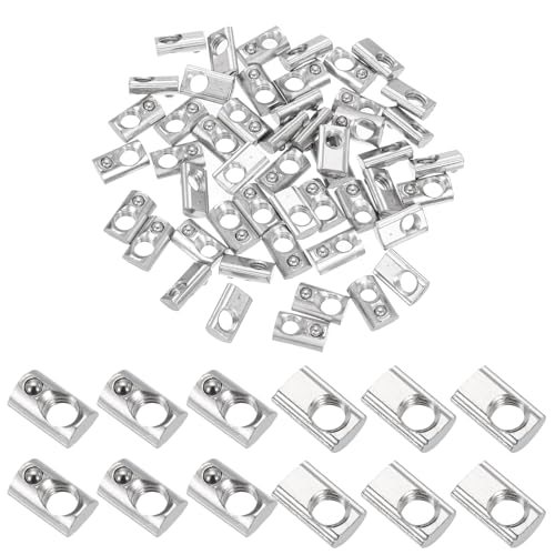 PATIKIL M6 Half Round Roll in Spring t Nuts, 50 Pcs 2020 Series Carbon Steel t Slot Spring Nuts for 6mm Aluminum Extrusion Profile 3D Printer DIY Tools Furniture Assembly, Silver