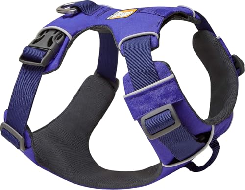 Ruffwear, Front Range Dog Harness, Reflective Soft Padded Everyday Harness with Dual Leash Clips, Adjustable and Lightweight Fit for Training or Walking for All Dogs, Huckleberry Blue, XX-Small