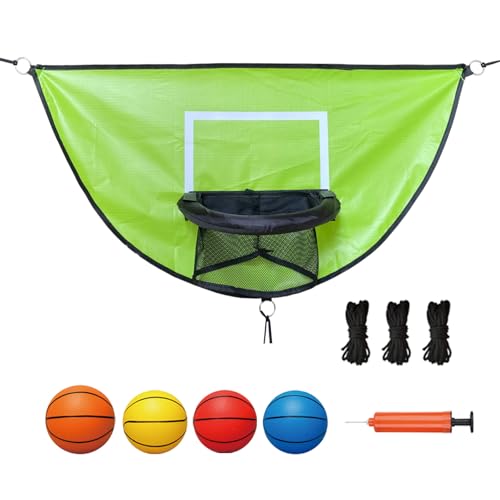 XATAMIO Trampoline Basketball Hoop with Pump and 4 Mini Balls Easy to Install Universal Trampoline Accessories Indoor & Outdoor Game (Green)