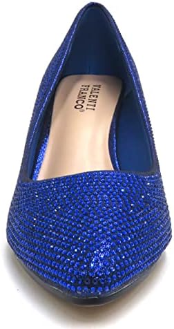 VALENTI FRANCO Women's Rhinestone Low Chunky Heel Pump Shoes Olympia-4 Royal Blue 7.5 | Image 2