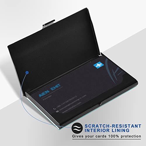 Great Dane Dog On Turquoise PU Leather Stainless Steel Business Card Holder, Unisex Business Card Case Multi Card Case, Name Card Holder Slim Credit Wallet2