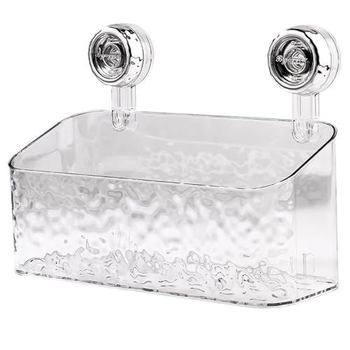 Duschablage Ohne Bohren, Saugnapf Badregal, Wandregal mit Ablauföffnungen, Duschkorb zur Aufbewahrung von Duschgel, Shampoo, Handseife, Aufbewahrungsbox für Bad und Küche (Weiß, L)