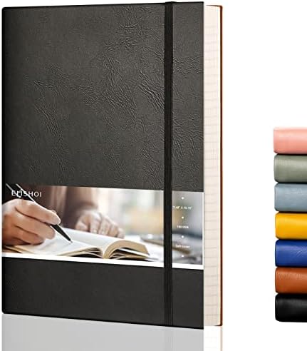 EMSHOI Ruled Paper Journal Notebook, B5 Softcover and Line Elastic Closure Journal Notepad,Composition Note Book with Thick 100gsm Premium College Rule Paper Size Extra Large 19 x 25 cm, 204 Pages