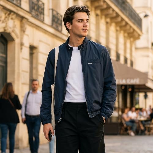 Image of Members Only Men's Windbreaker Packable Jacket, Waterproof Rain Jacket Men Lightweight for Golf Cycling Fishing Hiking Gear