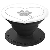 Liebe, Hund, Katz, Pfote, Weiß, Grau - PopSockets Ausziehbarer Sockel und Griff für Smartphones und Tablets