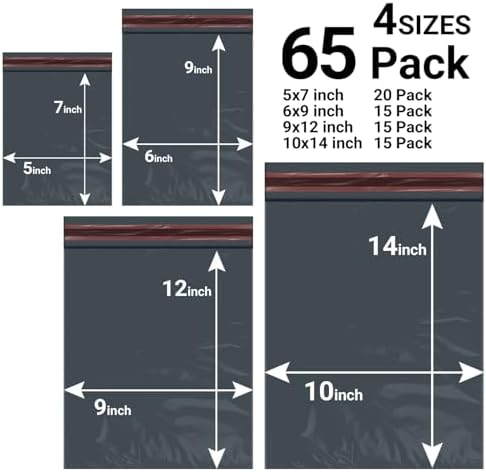 65 Mixed Parcel Bags Grey, Mailer Bags Tamper-Proof Strong Postal Packaging Bags for Shipping, Mailing & Delivery, 4 Sizes Small to Large Bags - View 4