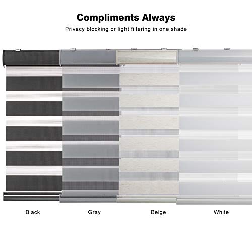 Changshade Cordless Zebra Roller Shade With Valance, Double Layered Window Blind For Day And Night, Light Filtering Window Treatment With Mesh And Opaque Fabric, 23 Inches Wide, Black Rbs23Bk72A #TOP4
