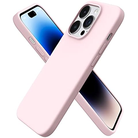 ORNARTO Compatible with iPhone 14 Pro Case 6.1", Slim Liquid Silicone 3 Layers Full Covered Soft Gel Rubber Case Cover 6.1 inch-Chalk Pink Cover
